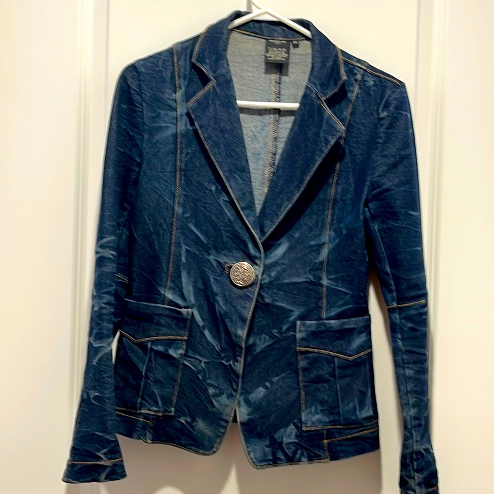 Spring/Autumn Denim Slim Buttoned Suit for Ladies